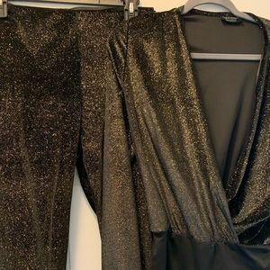 Zara black and gold body suit and pants set